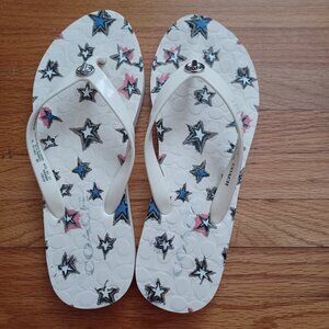 Coach Abbigail white Star Flip flop thong sandals in US size 6B,  preowned